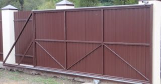 Купить откатные ворота из профнастила Туймазы, цена от 1798 руб.